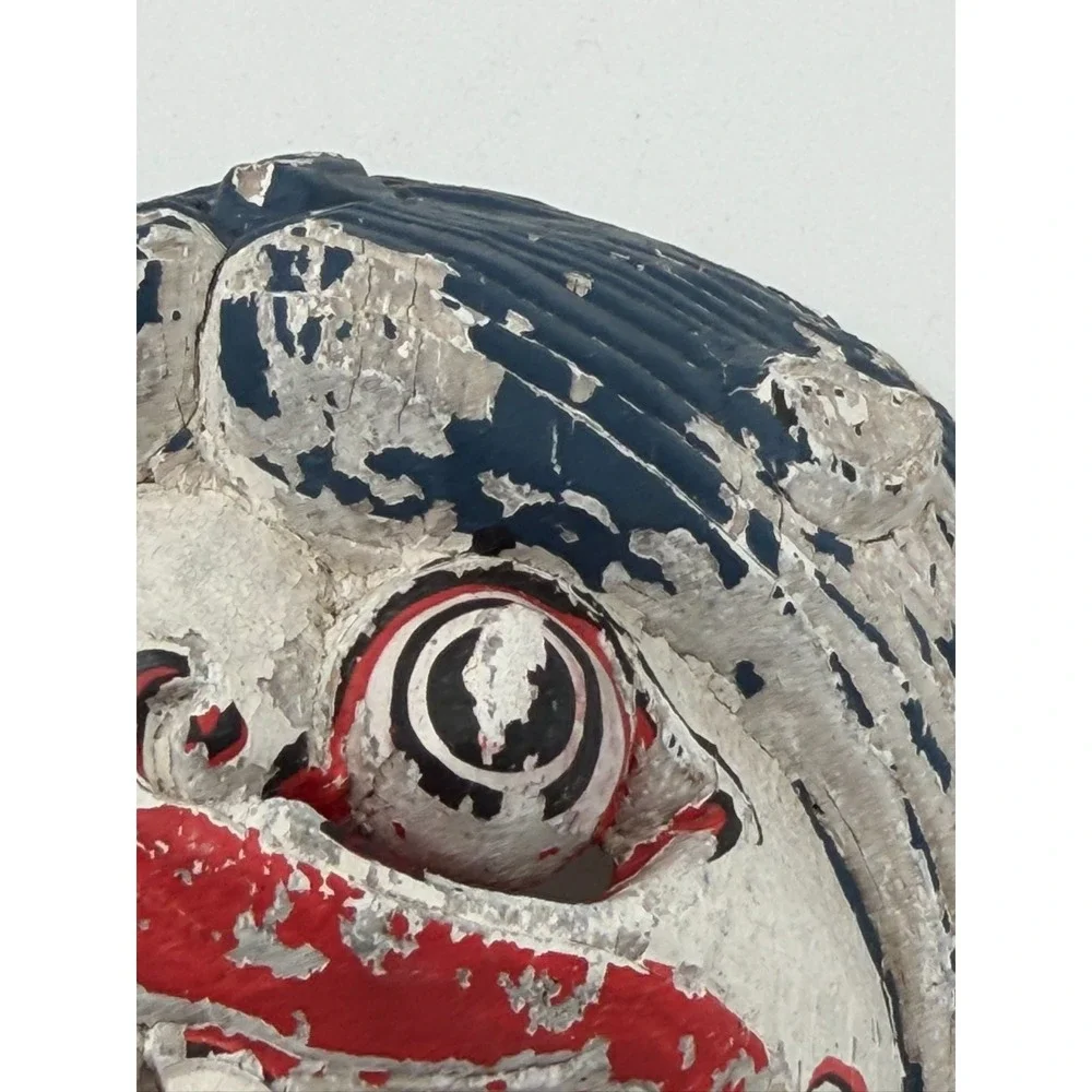 Vintage Hand Carved Wood Asian Dance Drama Mask Folk Art Painted Wall Mask 6